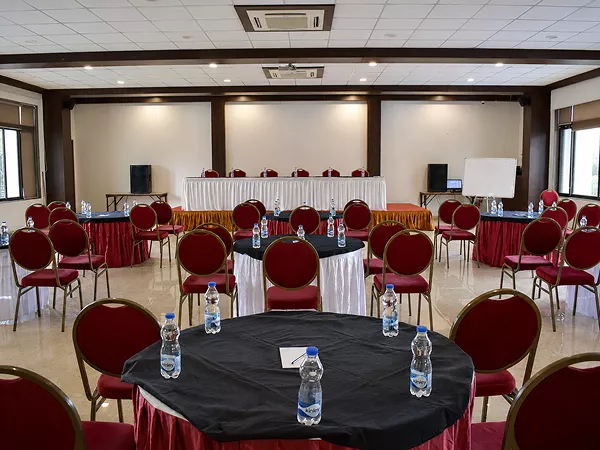 Elegant banquet hall set up for celebrations and private functions