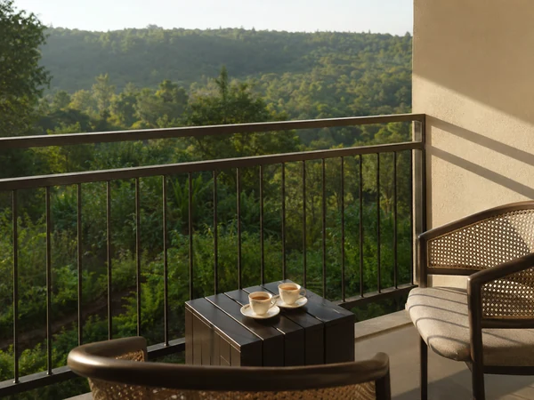 Seating with peaceful views of surrounding greenery