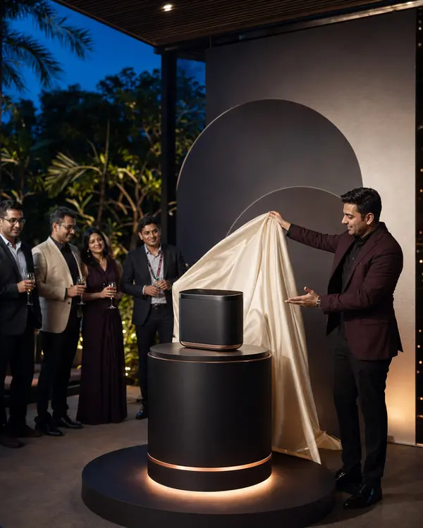 Professional product launch event setup at Shilpi Hill Resort, Saputara